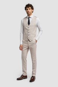 Caridi - Gilet da uomo in tweed beige da sposa