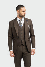 Caridi - Blazer marrone in tweed da uomo