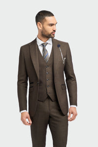 Caridi - Blazer marrone in tweed da uomo