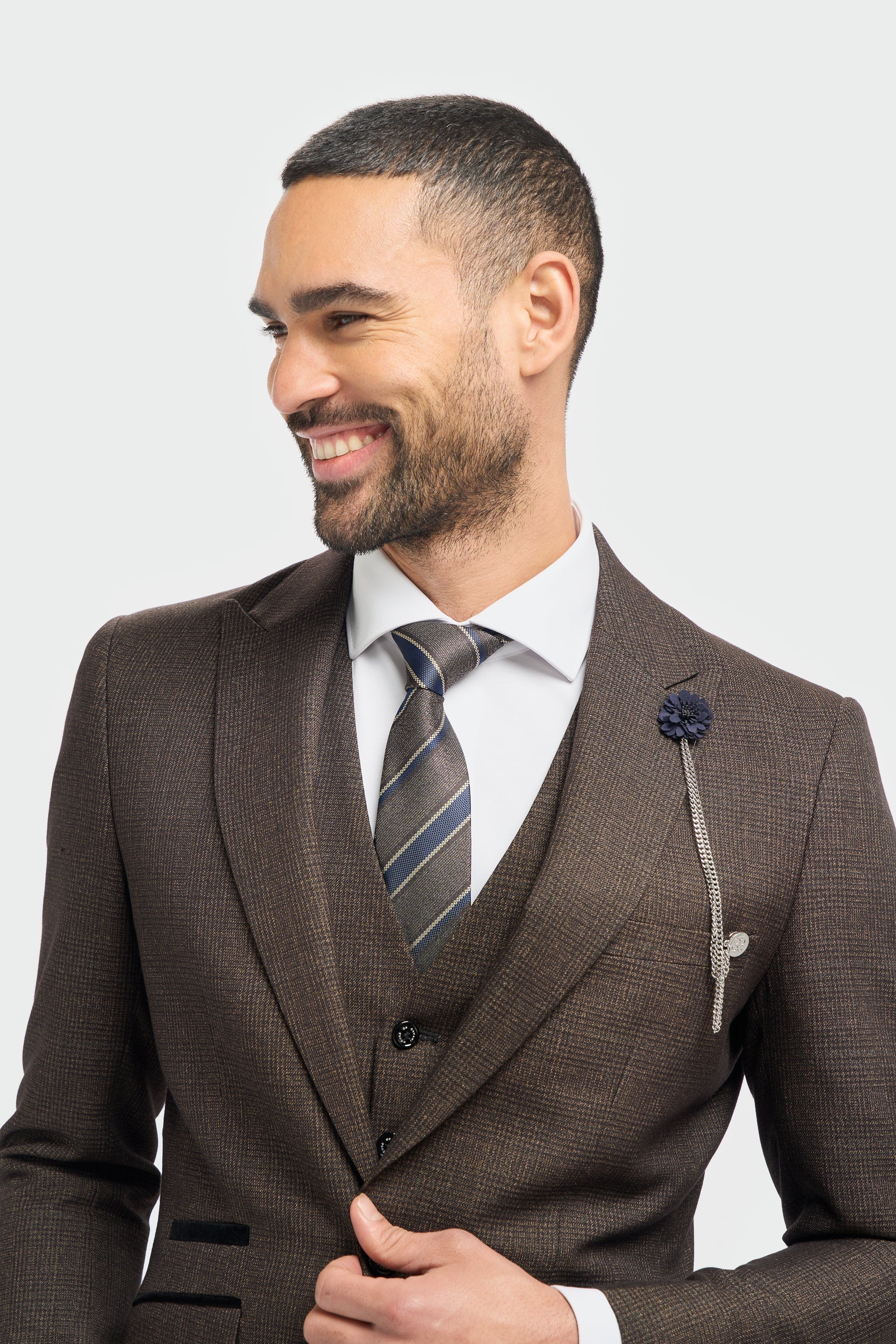 Caridi - Blazer marrone in tweed da uomo
