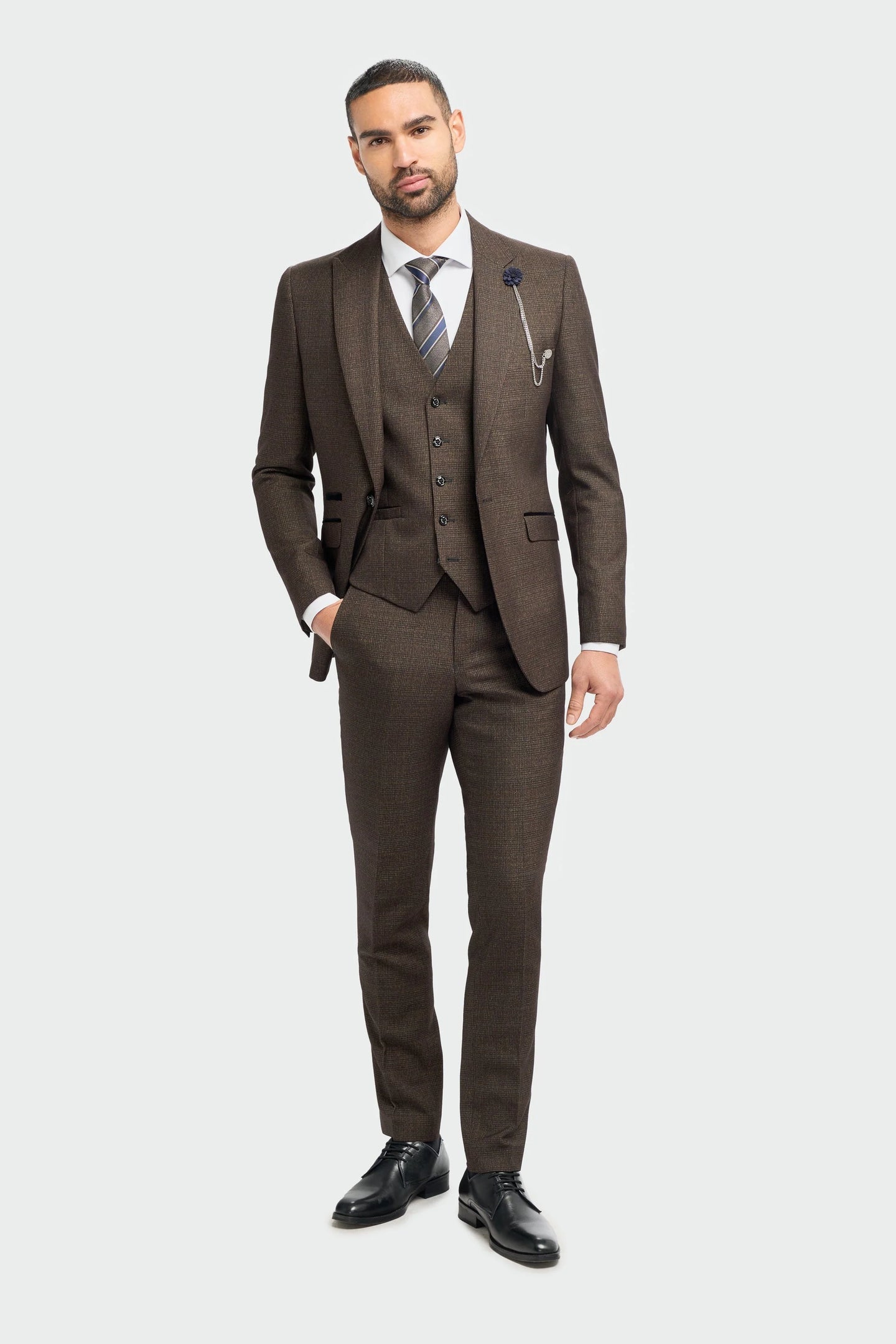 Caridi - Blazer marrone in tweed da uomo