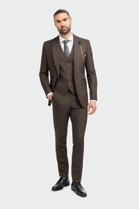Caridi - Blazer marrone in tweed da uomo