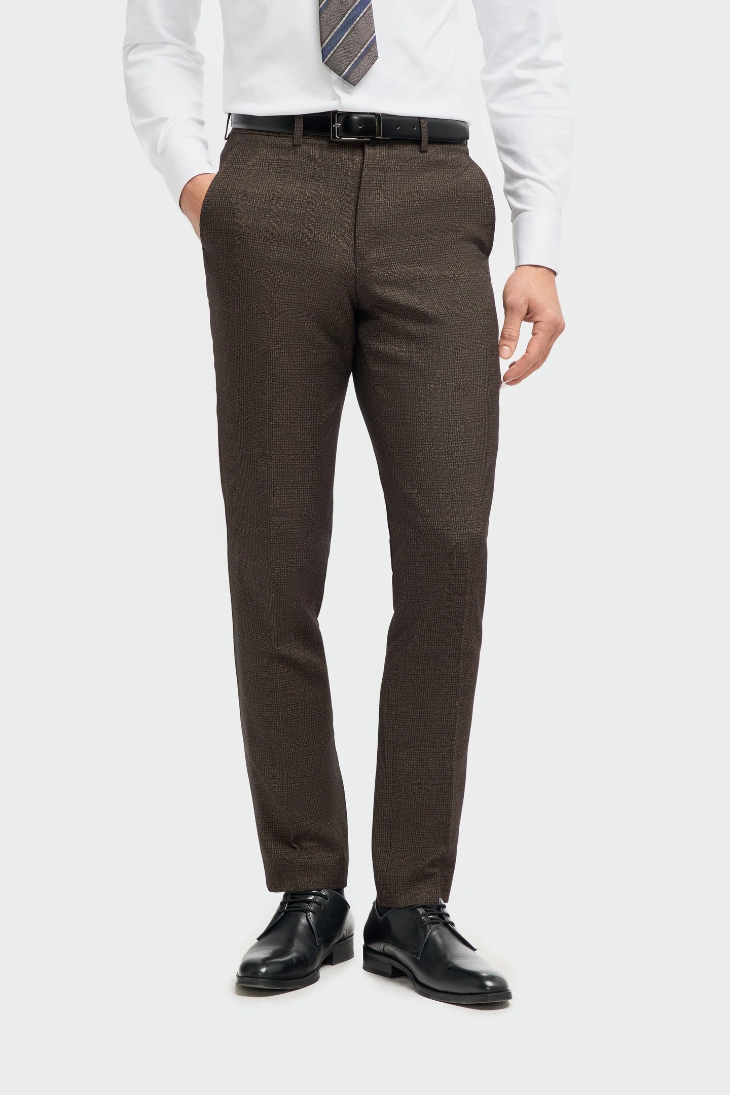 Caridi - Pantaloni da uomo in tweed marrone