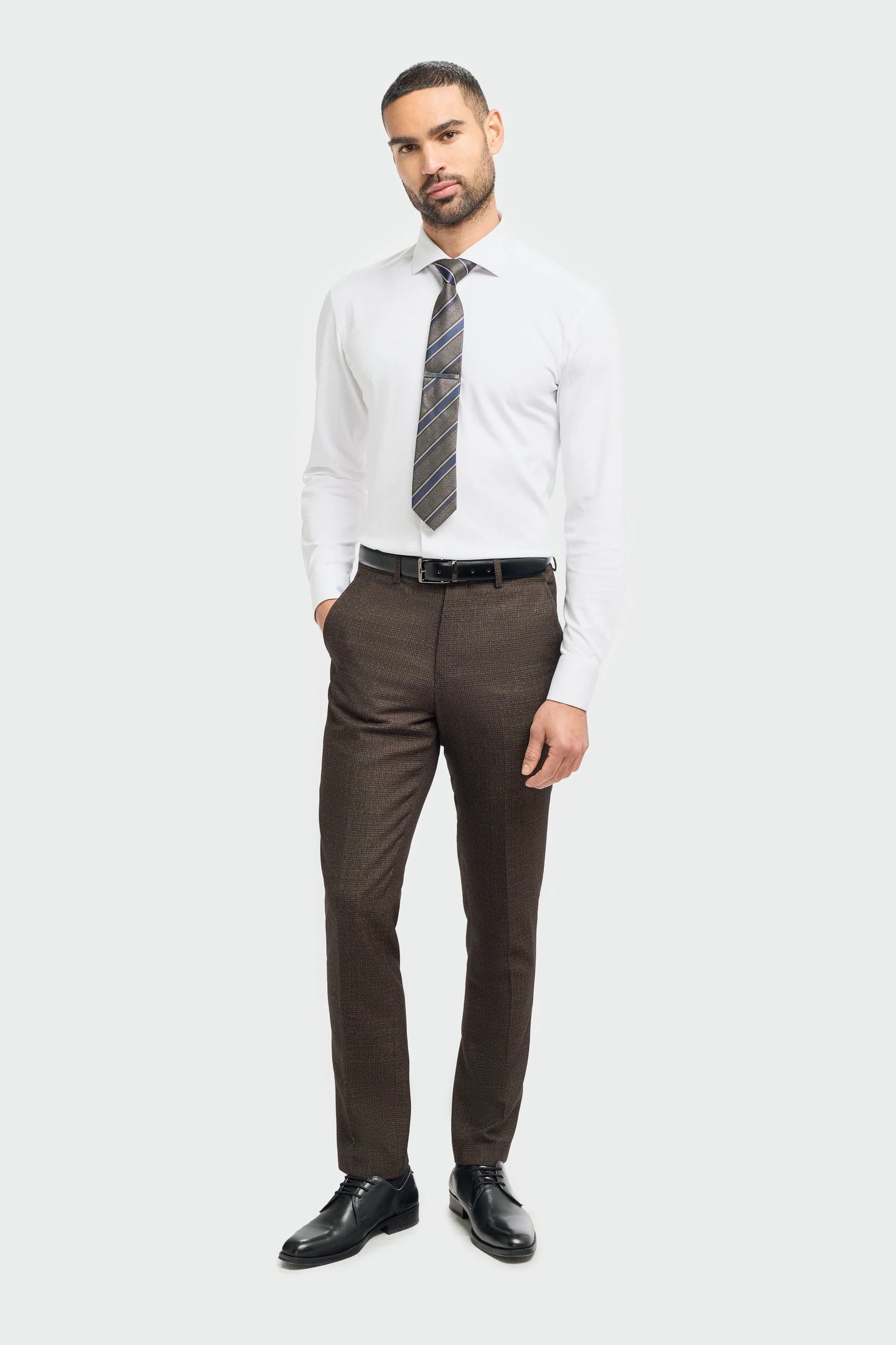 Caridi - Pantaloni da uomo in tweed marrone