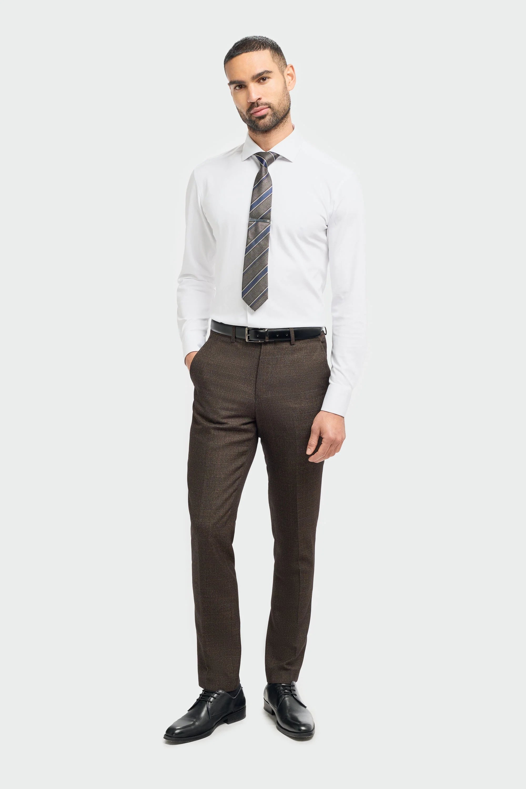 Caridi - Pantaloni da uomo in tweed marrone