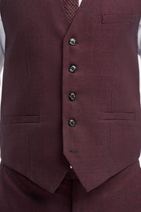 Caridi - Gilet a quadri bordeaux da uomo