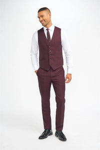 Caridi - Gilet a quadri bordeaux da uomo
