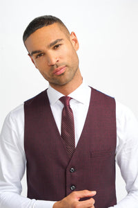 Caridi - Gilet a quadri bordeaux da uomo