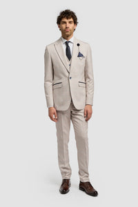 Caridi - Blazer da uomo in tweed beige da sposa