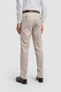 Caridi - Pantaloni da uomo in tweed beige da sposa