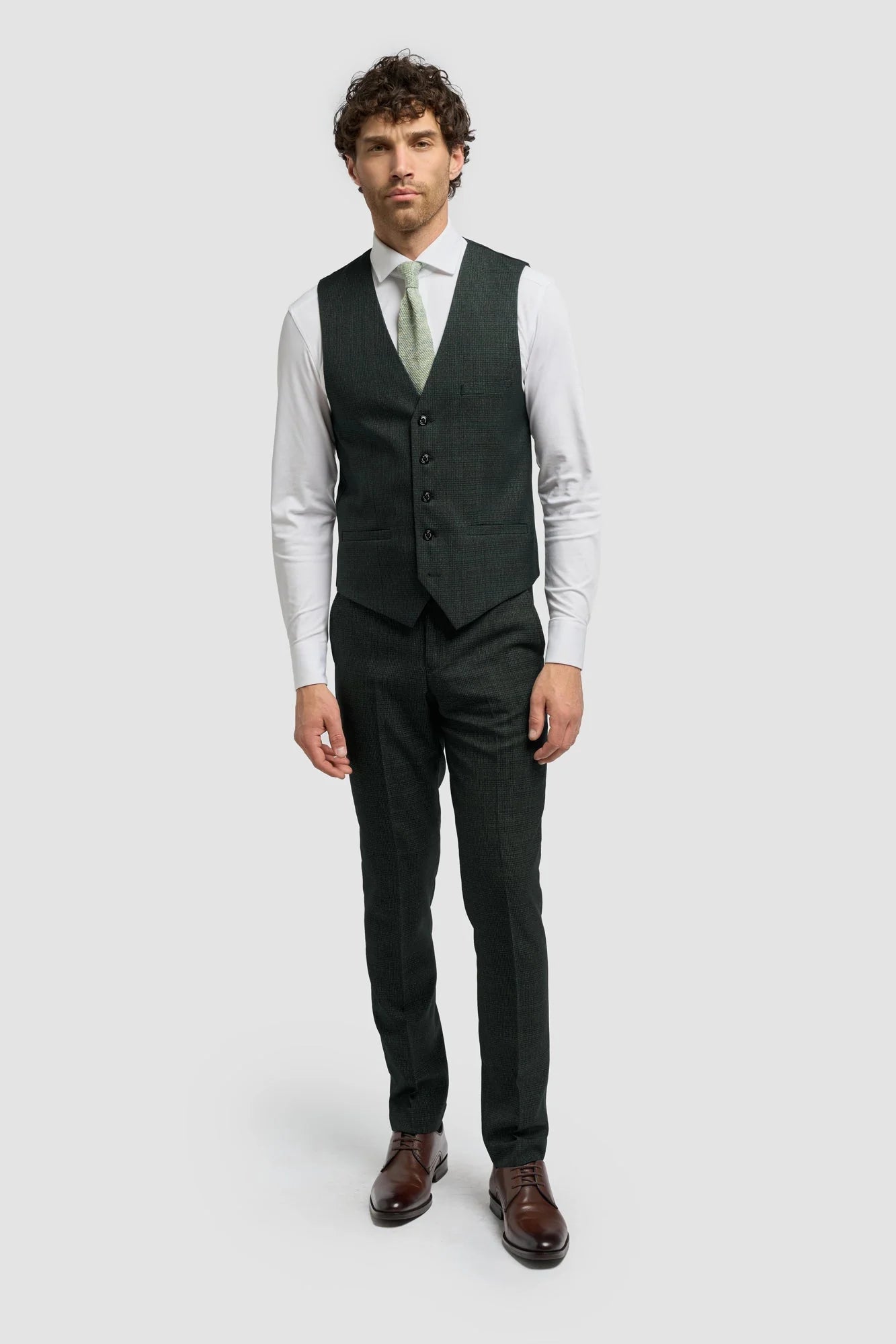 Caridi - Gilet in tweed verde oliva da uomo