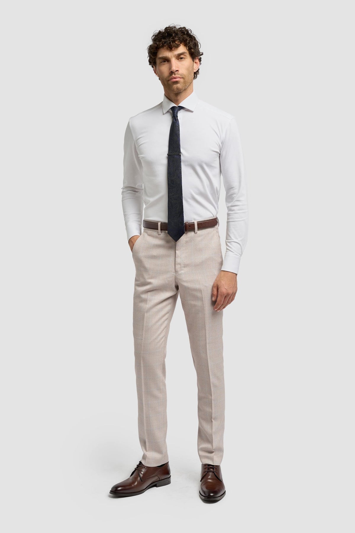Caridi - Pantaloni da uomo in tweed beige da sposa