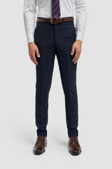 Caridi - Pantaloni da uomo in tweed blu navy