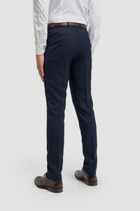 Caridi - Pantaloni da uomo in tweed blu navy
