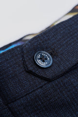 Caridi - Pantaloni da uomo in tweed blu navy