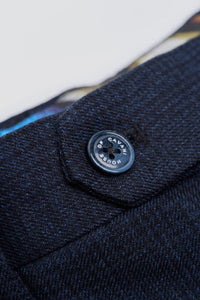 Caridi - Pantaloni da uomo in tweed blu navy