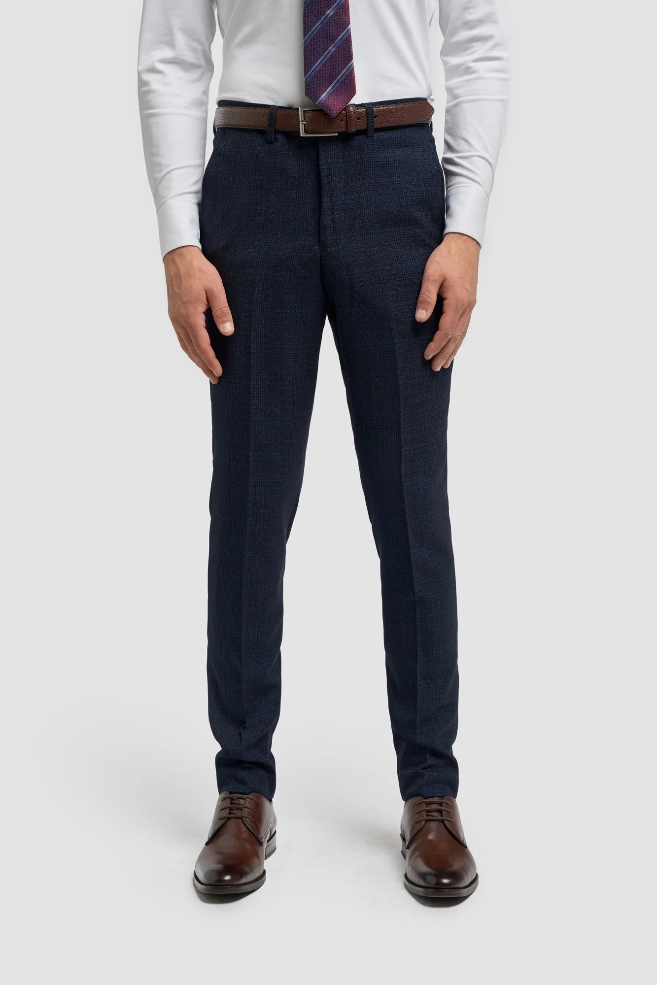 Caridi - Pantaloni da uomo in tweed blu navy