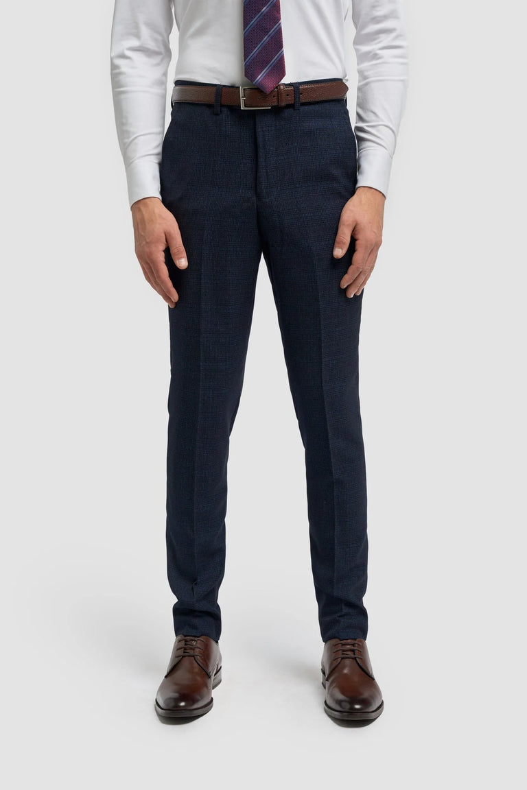 Caridi - Pantaloni da uomo in tweed blu navy