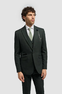 Caridi - Blazer in tweed verde oliva da uomo