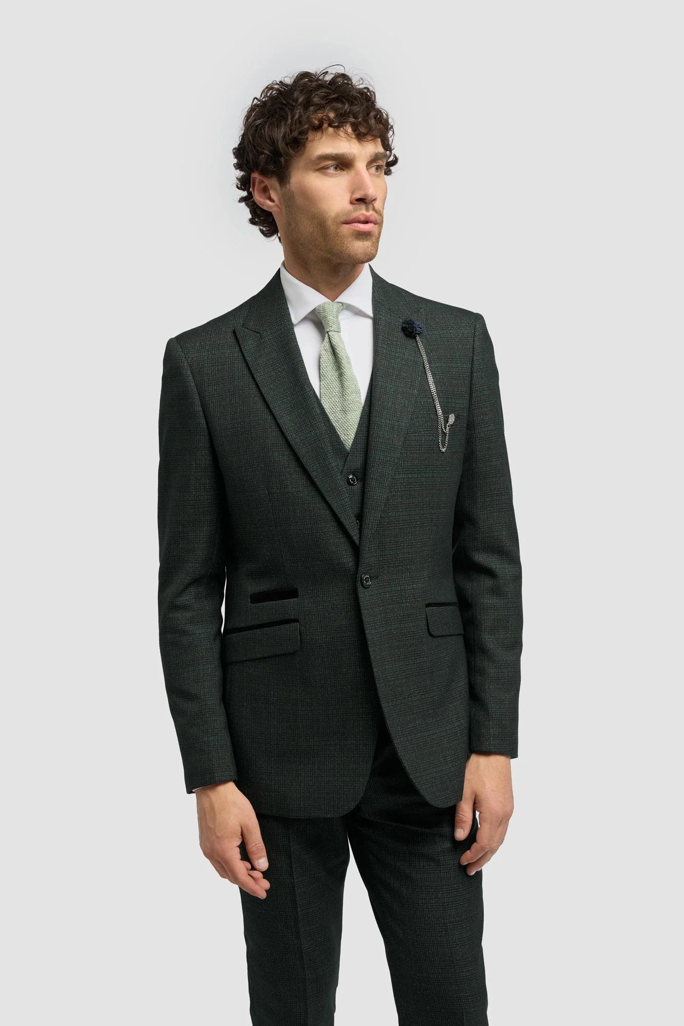 Caridi - Blazer in tweed verde oliva da uomo