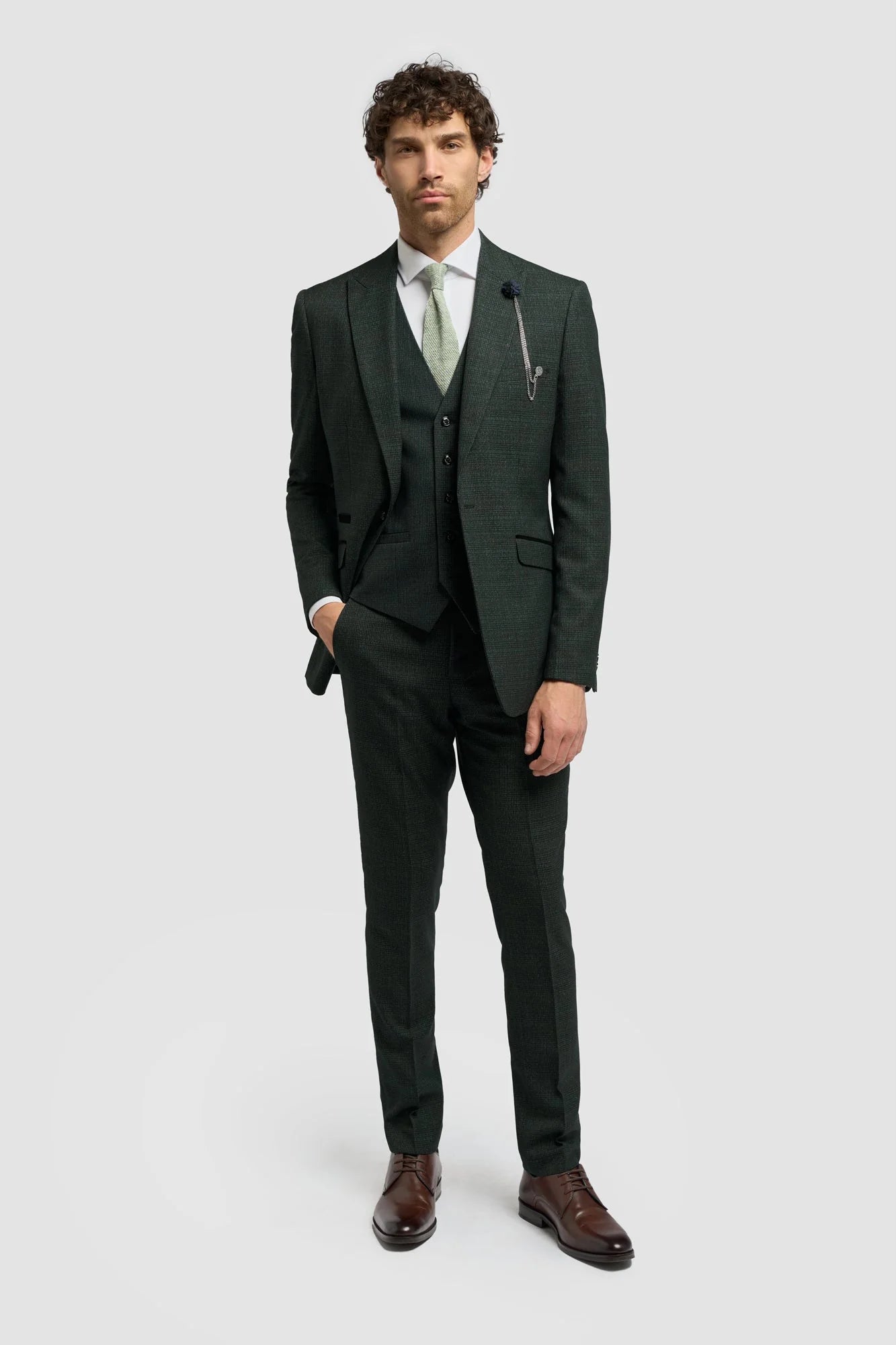 Caridi - Blazer in tweed verde oliva da uomo