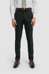Caridi - Pantaloni da uomo in tweed verde oliva