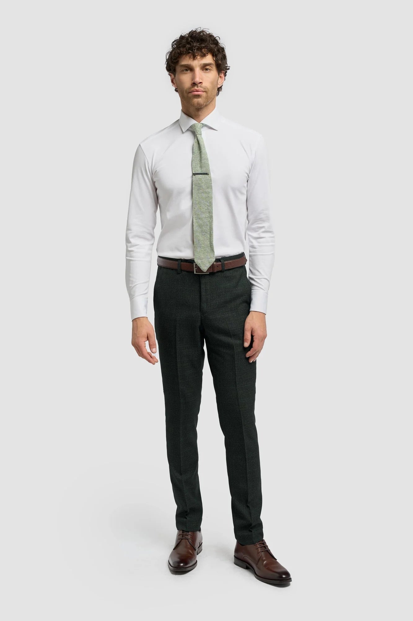 Caridi - Pantaloni da uomo in tweed verde oliva