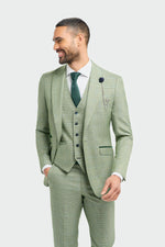 Caridi - Blazer sartoriale a quadri verde salvia da uomo