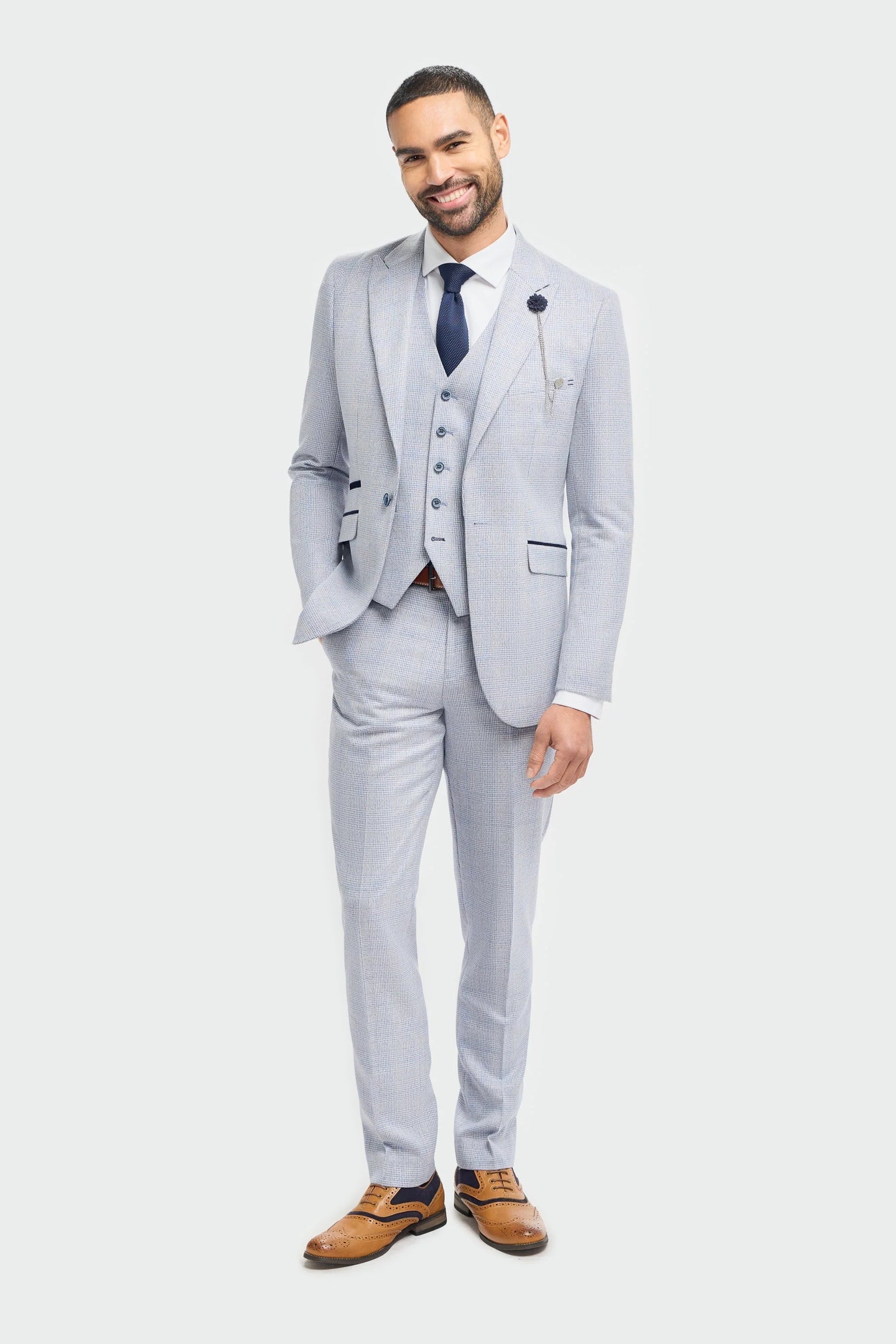 Caridi - Blazer da uomo azzurro da sposa