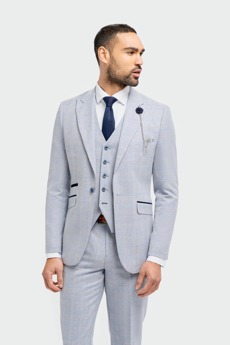 Caridi - Blazer da uomo azzurro da sposa