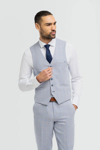 Caridi - Gilet da uomo azzurro da cerimonia