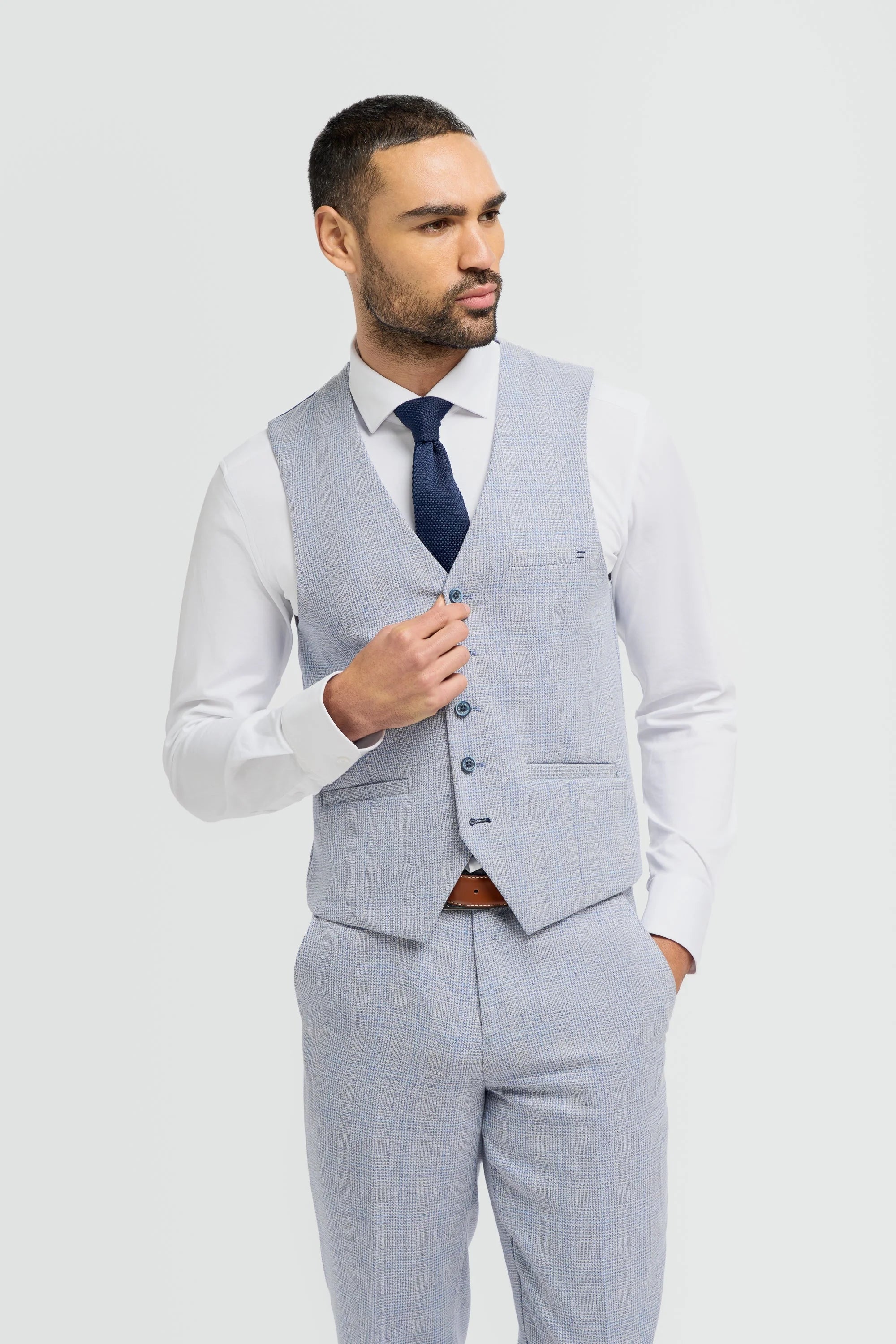 Caridi - Gilet da uomo azzurro da cerimonia