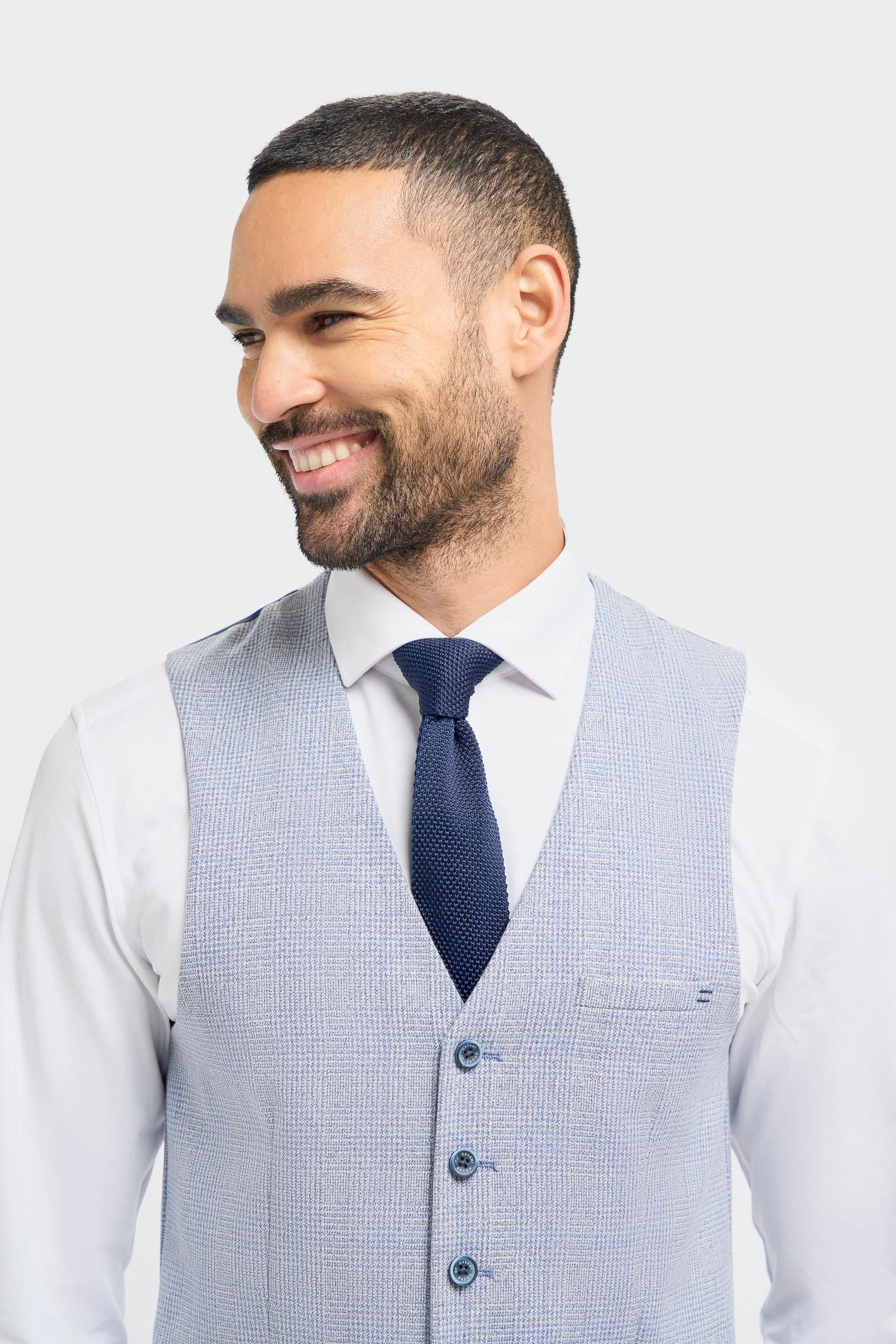 Caridi - Gilet da uomo azzurro da cerimonia