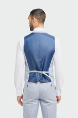 Caridi - Gilet da uomo azzurro da cerimonia