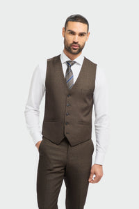 Caridi - Gilet da uomo in tweed marrone