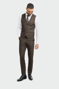 Caridi - Gilet da uomo in tweed marrone