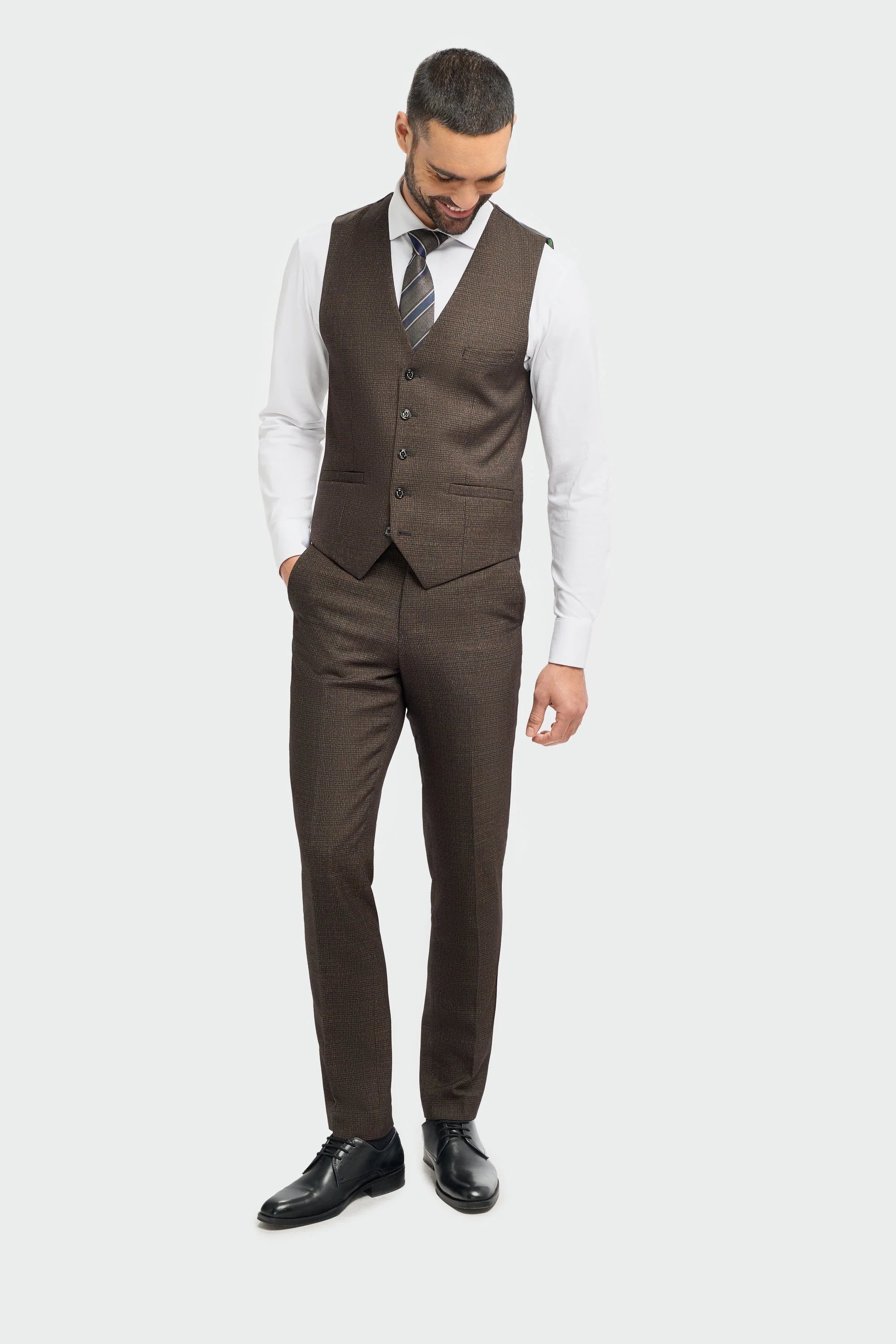 Caridi - Gilet da uomo in tweed marrone