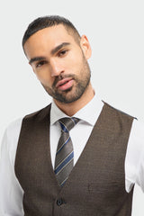 Caridi - Gilet da uomo in tweed marrone