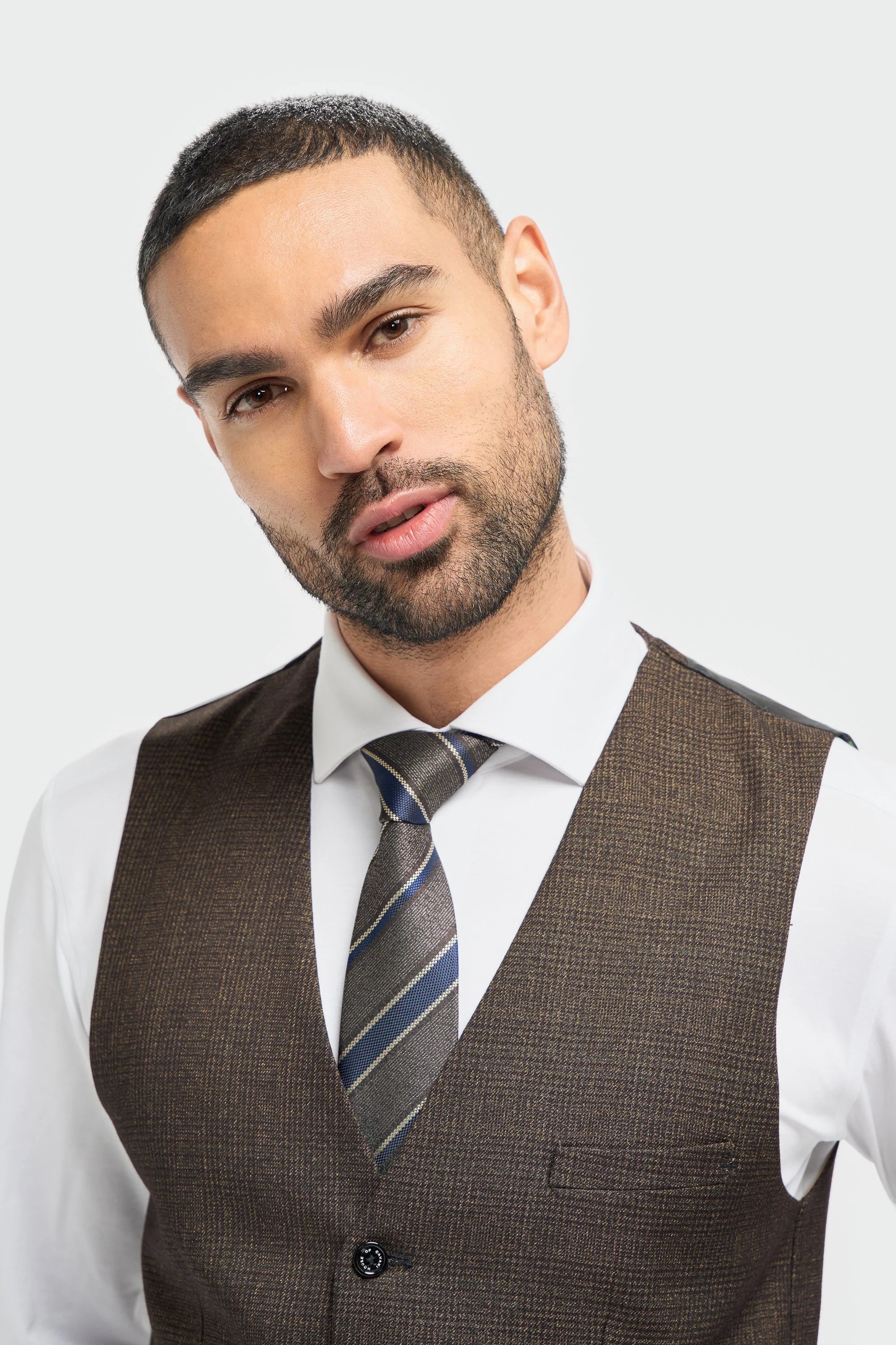 Caridi - Gilet da uomo in tweed marrone