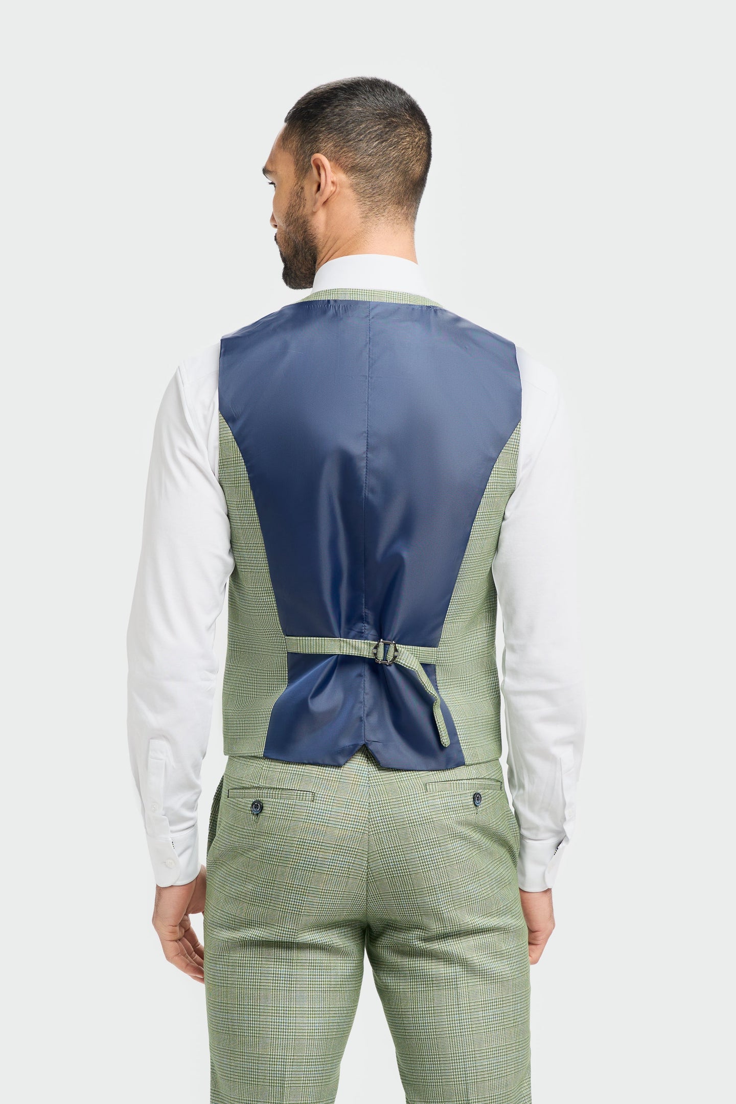 Caridi - Gilet a quadri verde salvia da uomo