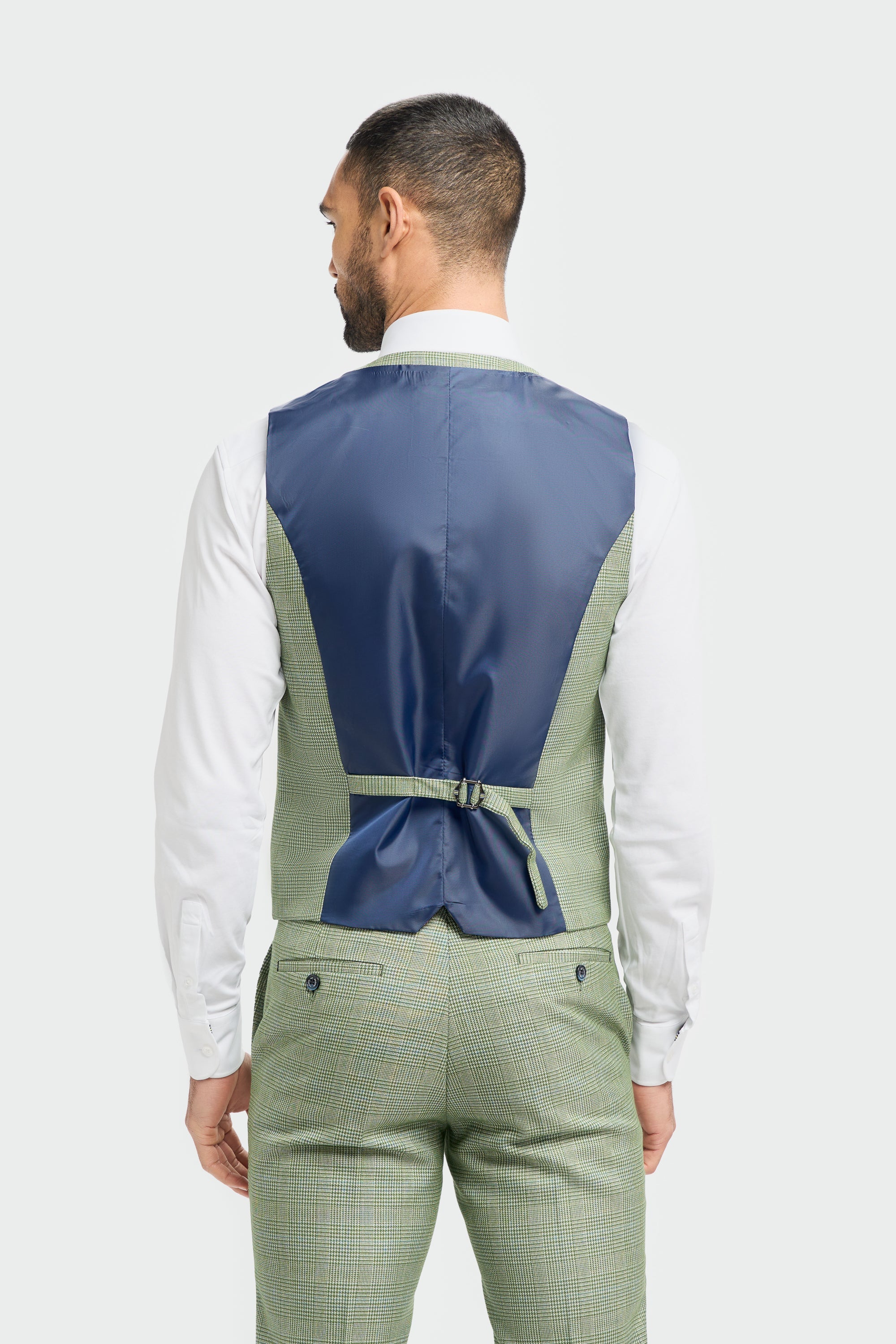 Caridi - Gilet a quadri verde salvia da uomo