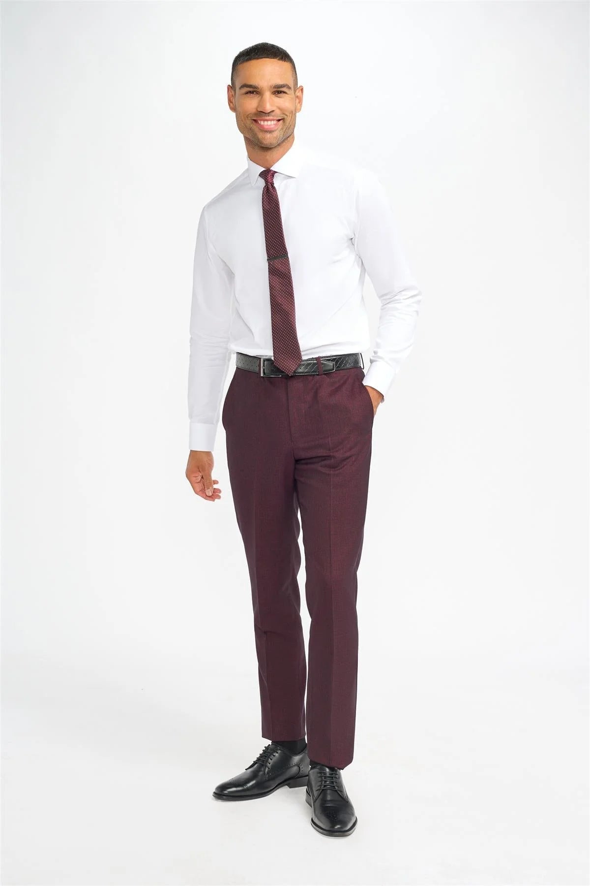 Caridi - Pantaloni a quadri bordeaux da uomo