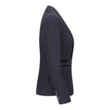 Caridi - Giacca blazer in lana con motivo a quadri blu navy in tweed da donna, anni '20