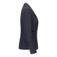 Caridi - Giacca blazer in lana con motivo a quadri blu navy in tweed da donna, anni '20