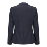 Caridi - Giacca blazer in lana con motivo a quadri blu navy in tweed da donna, anni '20