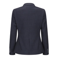 Caridi - Giacca blazer in lana con motivo a quadri blu navy in tweed da donna, anni '20