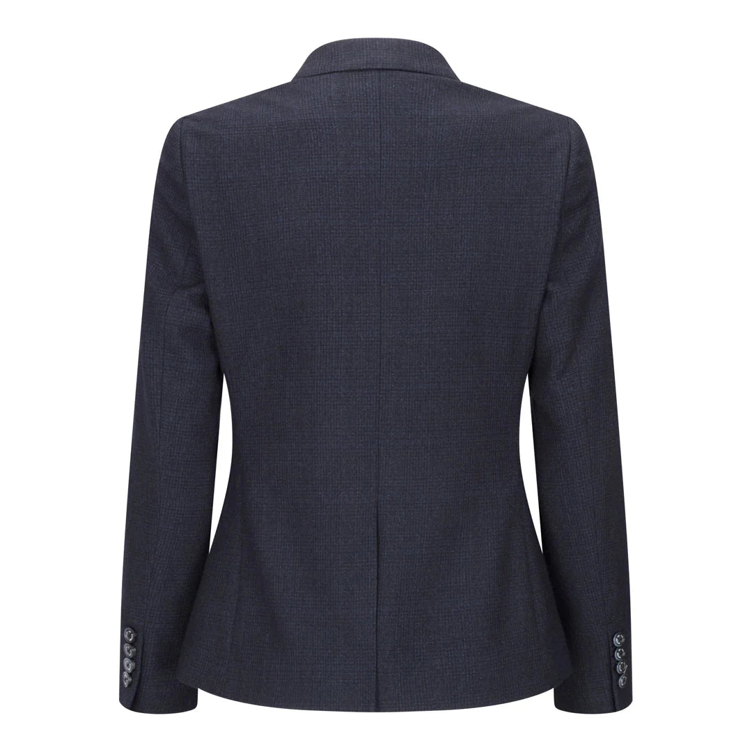 Caridi - Giacca blazer in lana con motivo a quadri blu navy in tweed da donna, anni '20