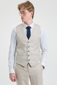 Abito da sposo da uomo 3 pezzi color crema - Cavani Caridi