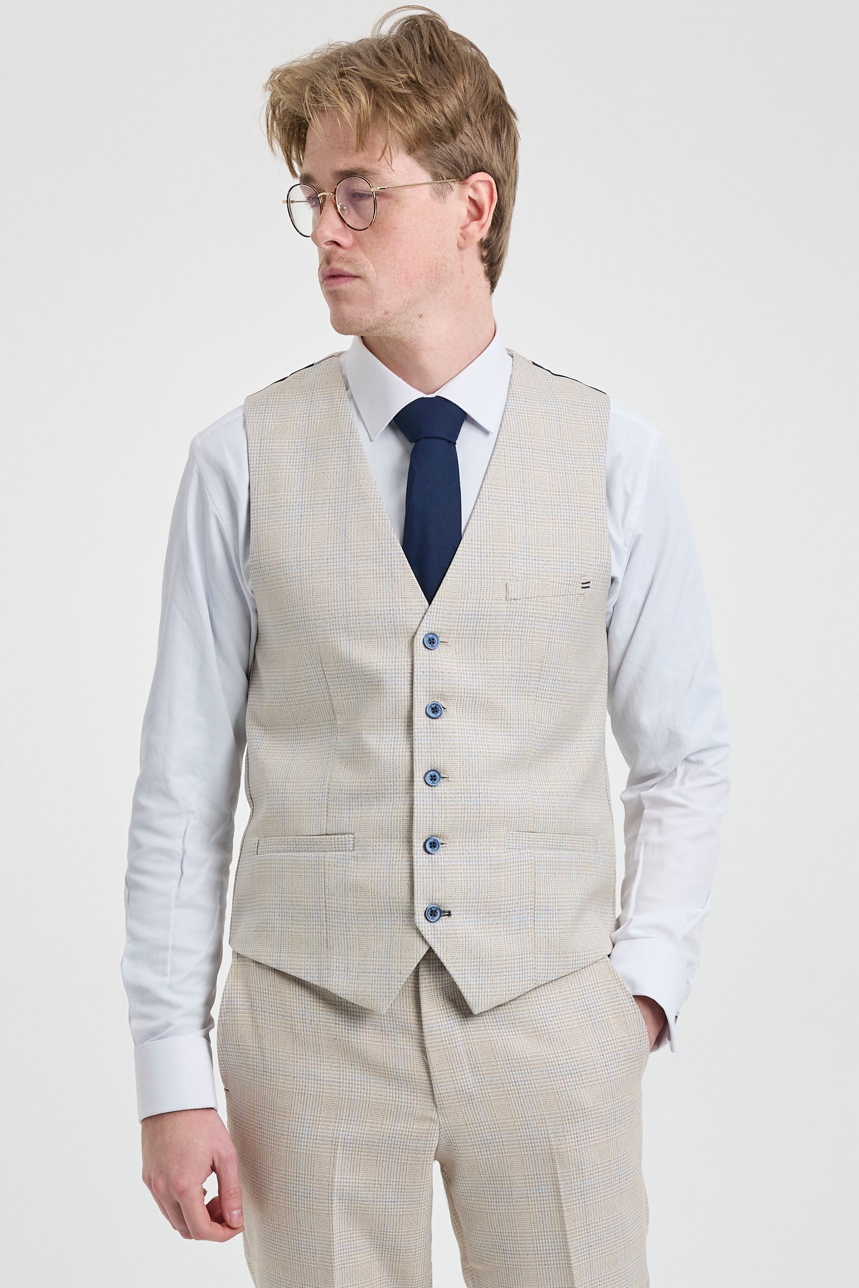 Abito da sposo da uomo 3 pezzi color crema - Cavani Caridi