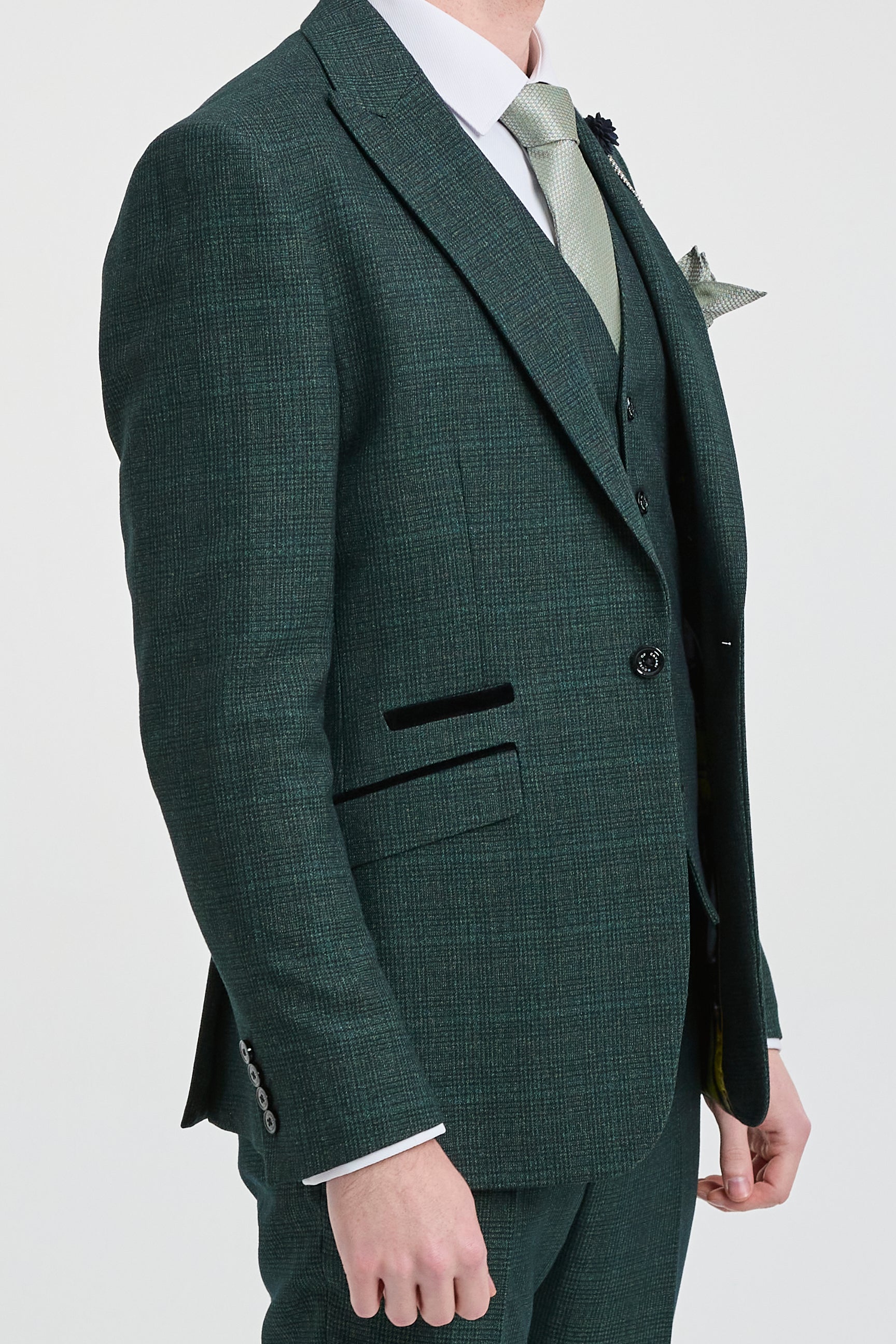 Abito da uomo a 3 pezzi a quadri in tweed verde oliva su misura per matrimonio Peaky Classic